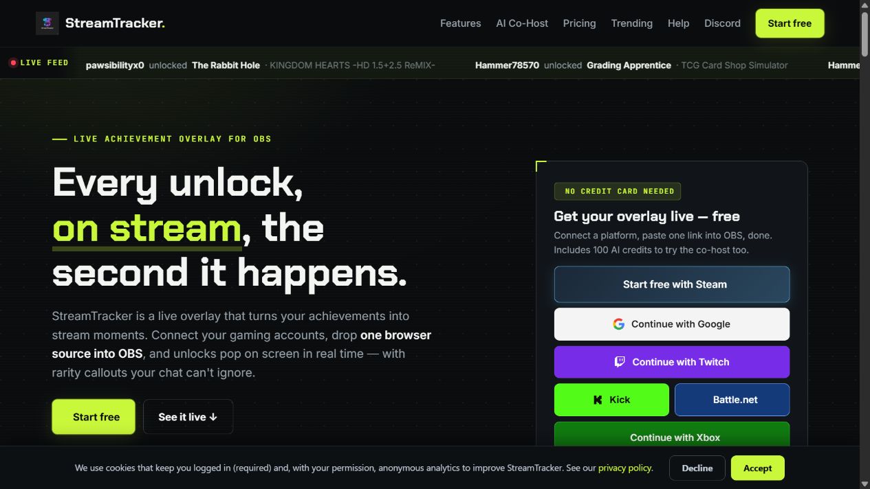 StreamTracker website
